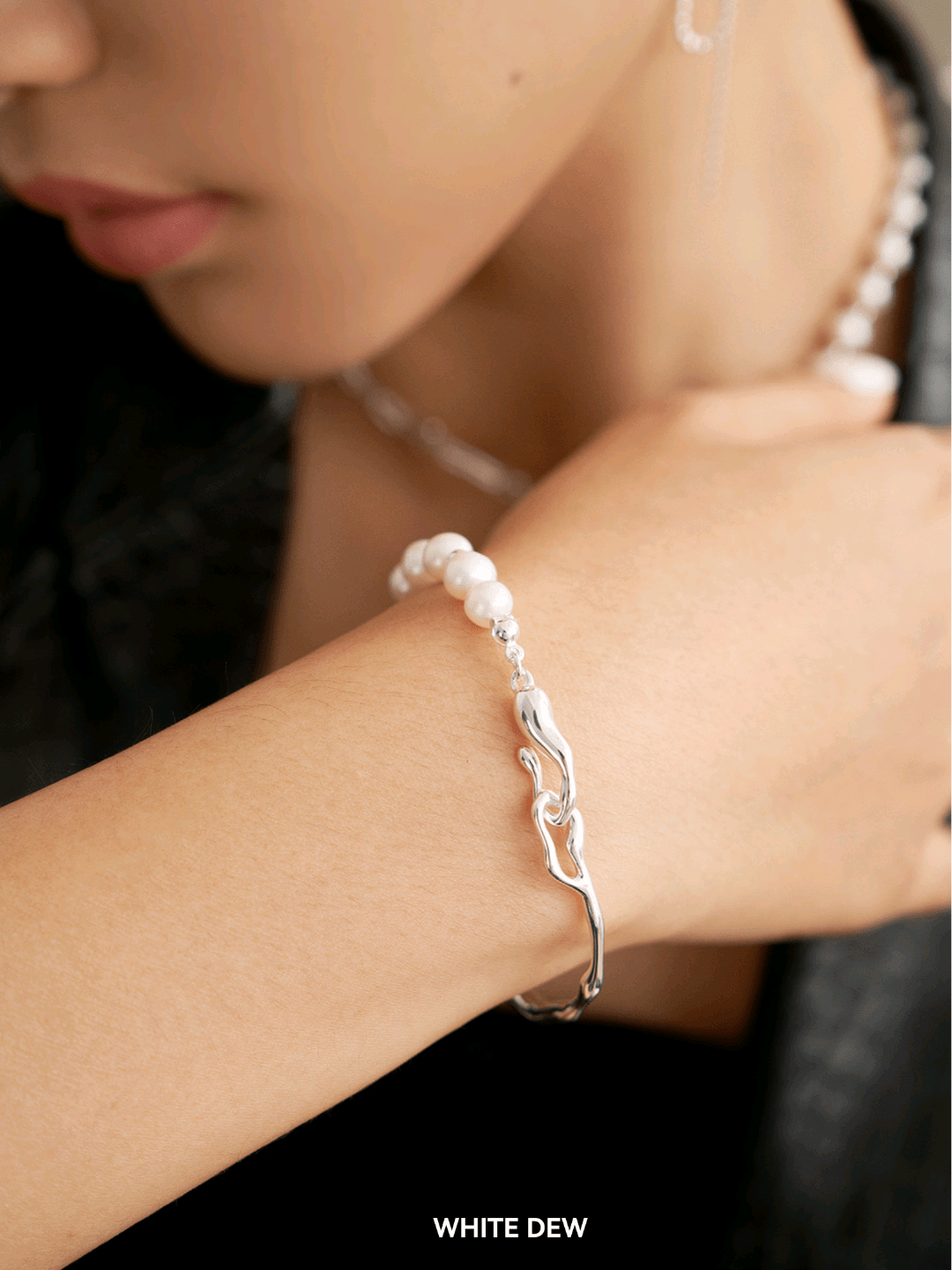 Pearl lava bracelet