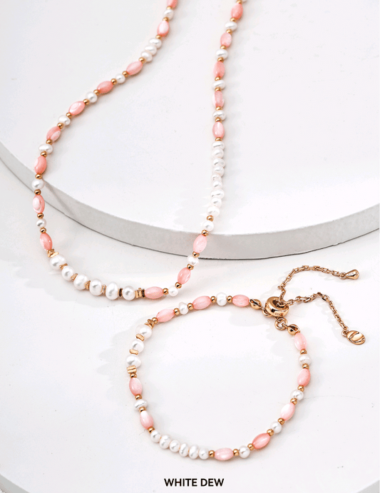 Carmine pink oyster pearl necklace/bracelet